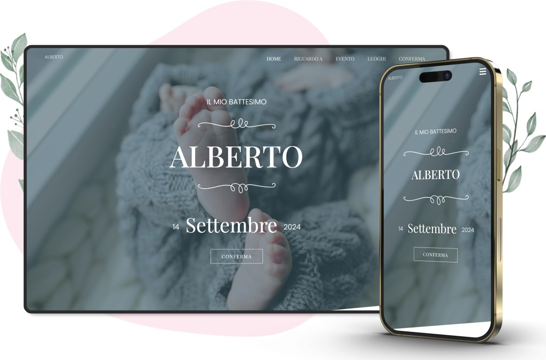 Modello invito online di Battesimo: Light