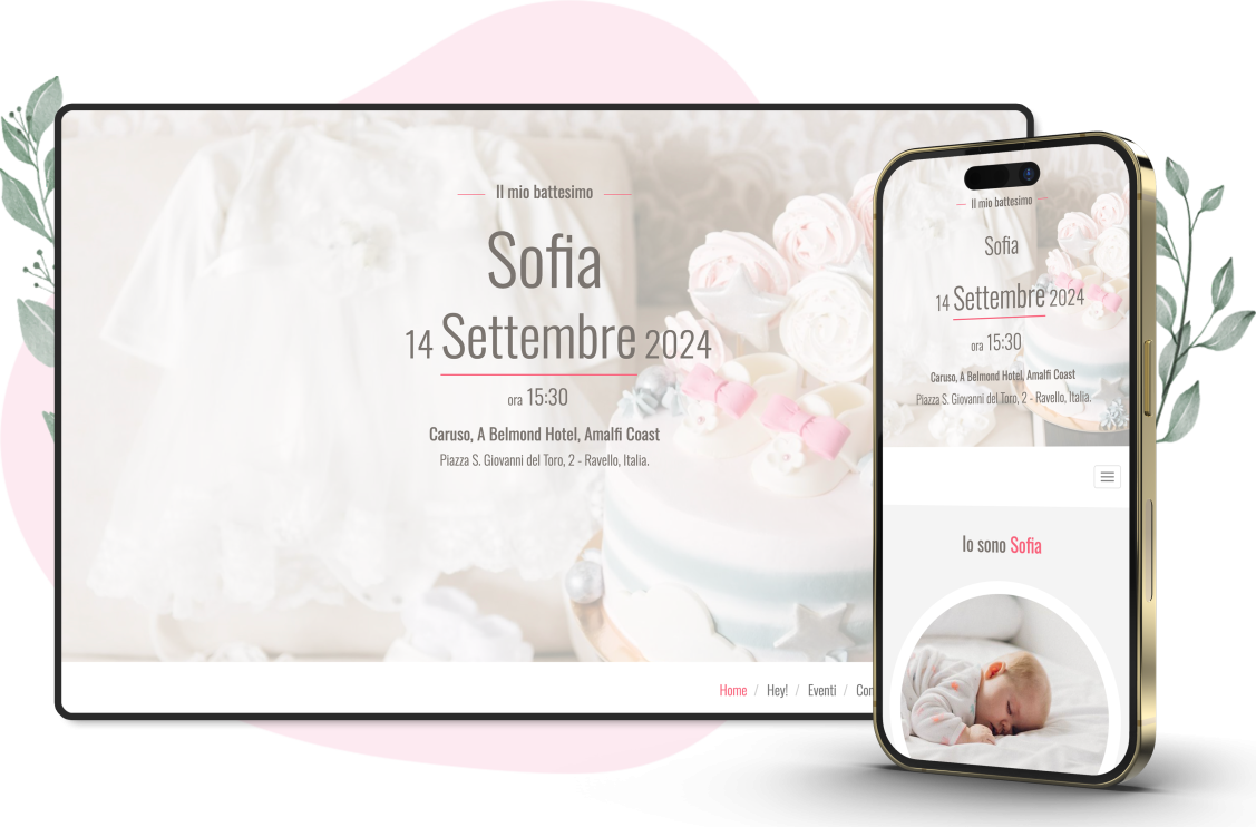 Modello invito online di Battesimo: Pure