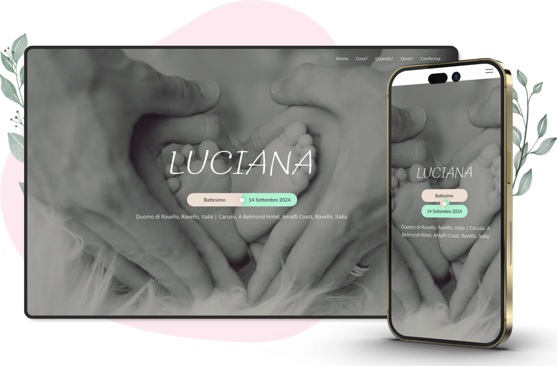 Invito online di matrimonio e battesimo — modello Lovely